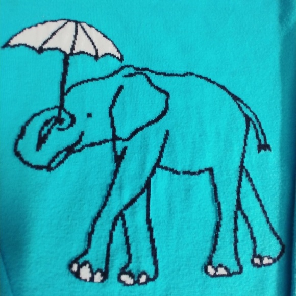 Crown & Ivy Blue Elephant Sweater XS - Picture 3 of 5